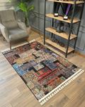 Dokuma Kaymaz Taban Kilim Patchwork Desen Renkli Sacak